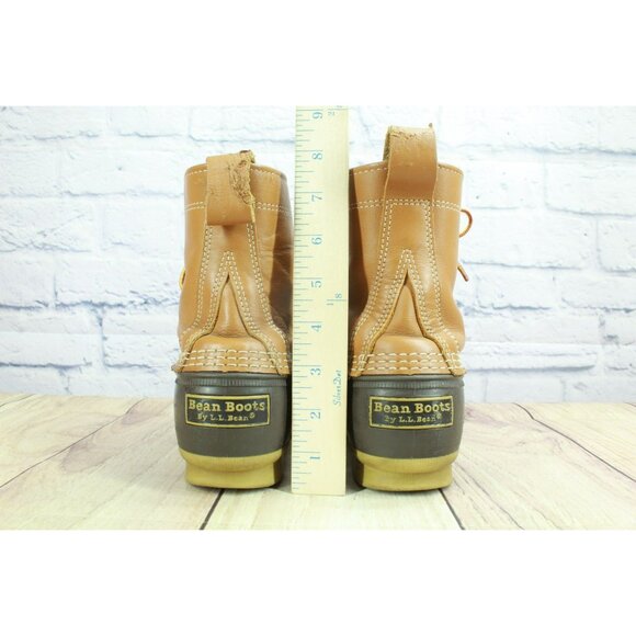 LL Bean 8" Unlined Round Toe Ankle Brown Leather Duck Boots Lace Up Size 9 M - Picture 6 of 12